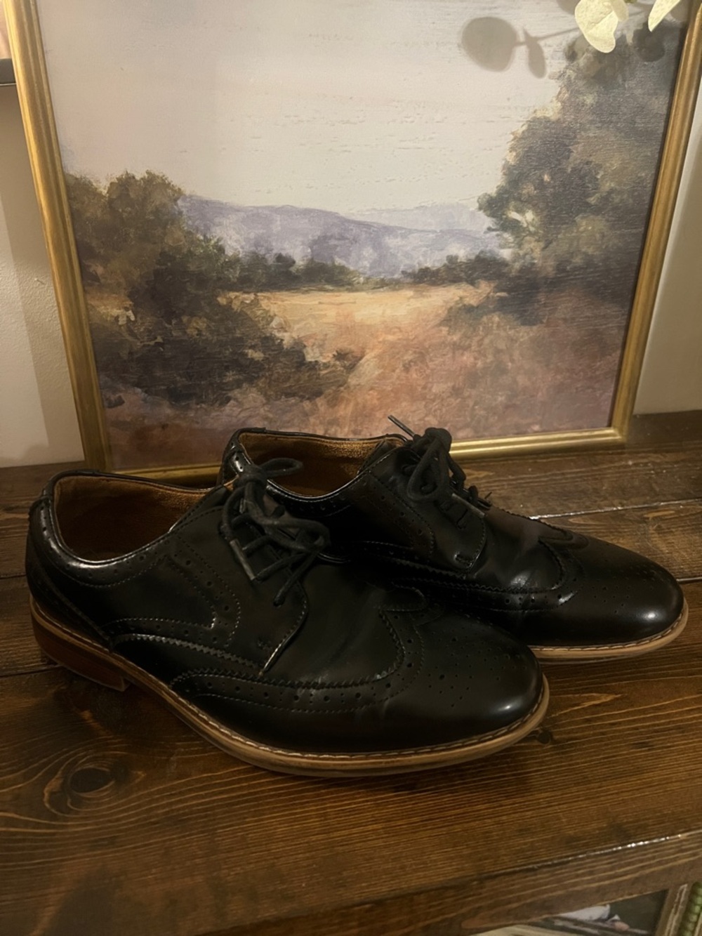 Florsheim Black Wingtip Lace-Up Dress Shoes for Kids